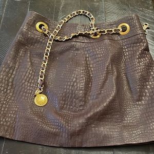 Chocolate brown leather Skirt